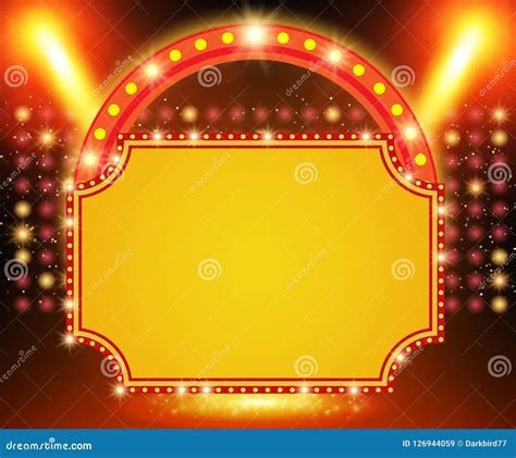 Retro Banner On Stage With Spotlight Effect Background Stock