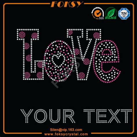 Pink Love Rhinestone Words Your Text Designid10654248 Buy China