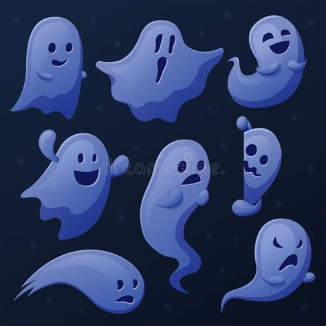 Spooky Ghost Cartoon Ghosts Ghostly Shadows Or Spirits Stock Vector