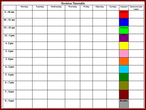 Timetable Templates For School In Excel Format Download Free