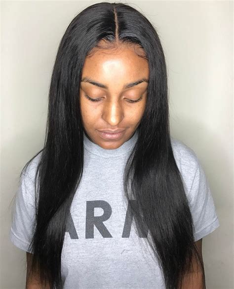 Middle Part Sew In Hairstyles Wavy Haircut