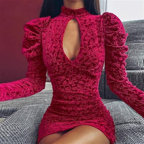 Solid Color Sexy Package Hip Slim Dress Mini Dress With Sleeves Sexy Women Dress Backless