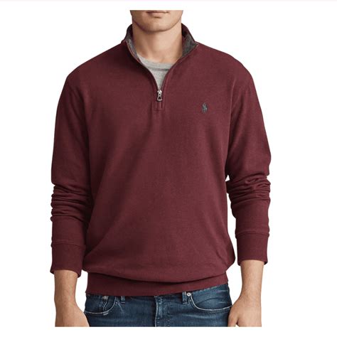 polo ralph lauren polo ralph lauren men s jersey quarter zip fleece pullover in aged wine