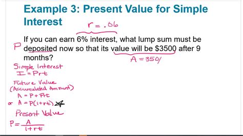 Financial Math Present Value For Simple Interest Youtube