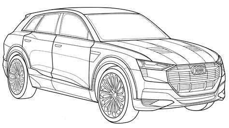 Раскраска Audi etron 55 Quattro  распечатать бесплатно