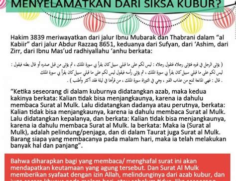 Setidaknya ada empat amalan yang dapat menyelamatkan seorang muslim dari sedangkan amalan keempat yakni selalu berdoa dan berlindung dari siksa kubur itu sendiri. BENARKAH SURAT AL MULK MENYELAMATKAN DARI SIKSA KUBUR ...