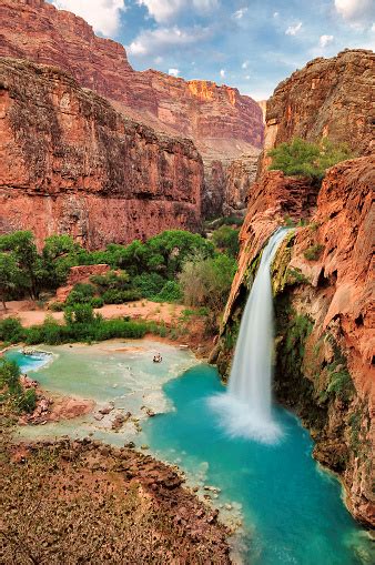 Beautiful Havasu Falls Supai Arizona United States Stock