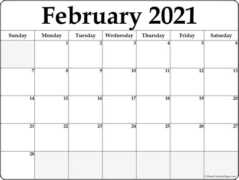 February 2021 Blank Calendar Collection