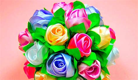 Diy Ribbon Roses Bouquet Vlrengbr