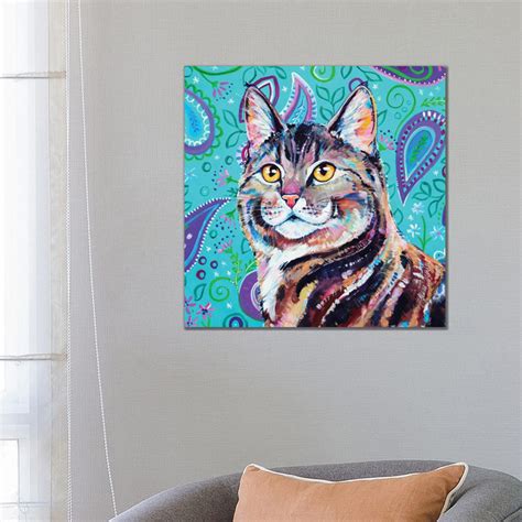 Ebern Designs Tabby On Paisley By Eve Izzett Painting On Canvas