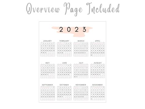 Printable 2023 Calendar Digital Calendar Pdf Calendar Etsy