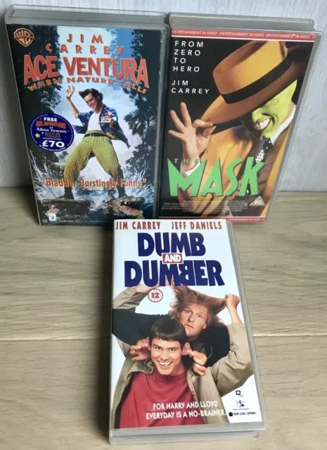 X3 Vhs Jim Carrey Movie Tapes The Mask Dumb And Dumber Ace Ventura