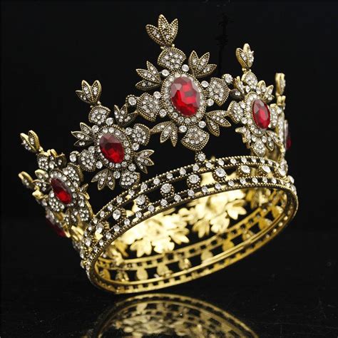 2020 Baroque Bridal Crown Black Dress Tiara Crown Gold Royal King
