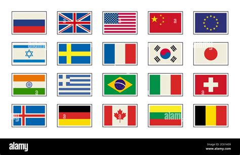Flags Icons In Flat Style Simple Flags Of The Countries Stock Vector