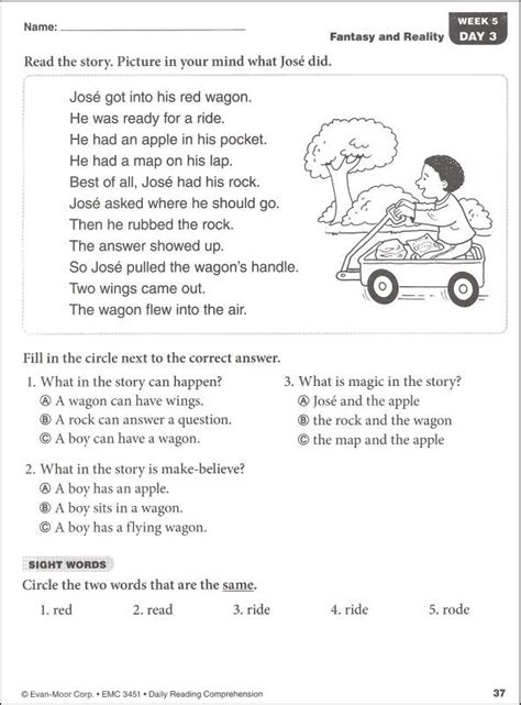 Free, printable reading comprehension passages to use in the classroom or at home. Daily Reading Comprehension Grade 1 | Additional photo ...