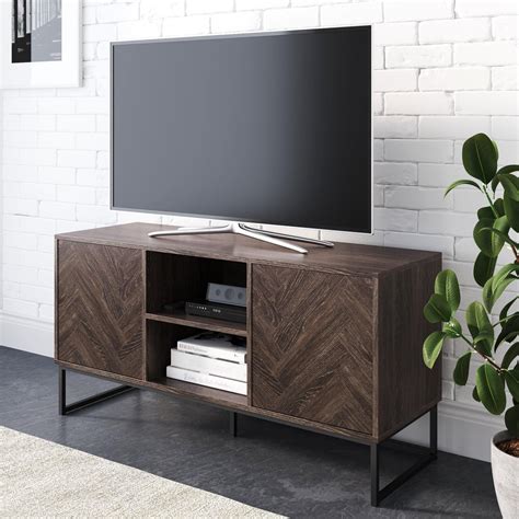 Nathan James Dylan Media Console Cabinet Tv Stand With Hidden Storage
