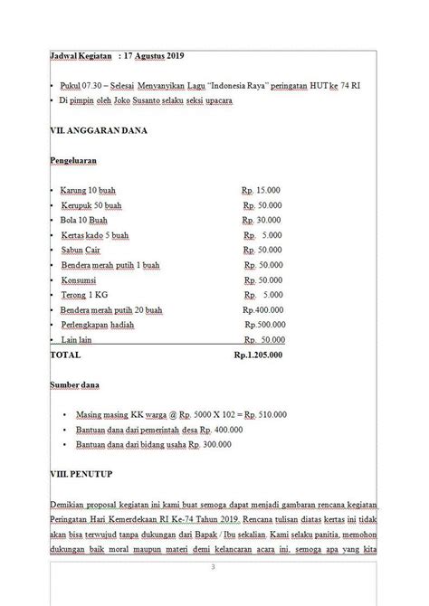 Contoh Proposal Agustus HUT RI Ke Tahun Yang Minimalis Masdinko Com