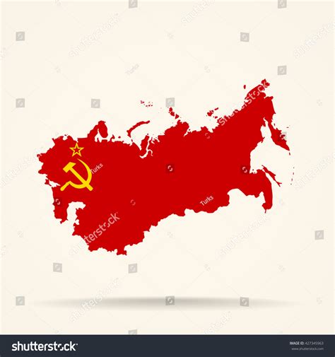 Soviet Union Map With Flag