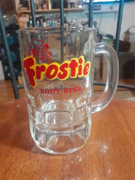 Frostie Root Beer Heavy Glass Mug Large Vintage Hazel Atlas Red Yellow