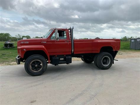 1987 Custom Ford F700 F7000 Pickup Cat Engine Stacks Dually Truck See