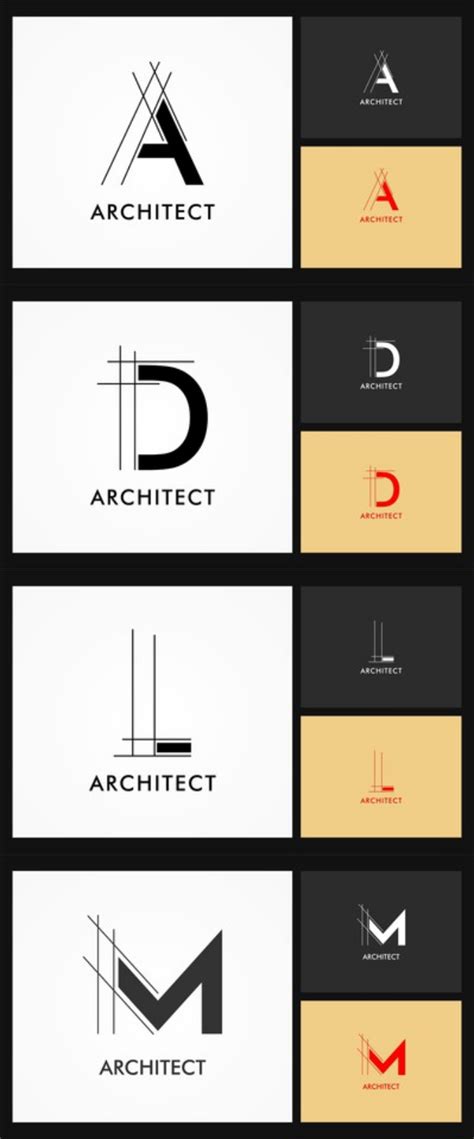 Four Different Logos For Architecture And Interior Design Each With