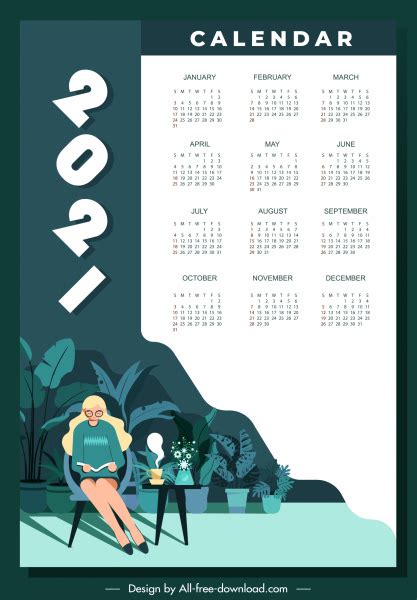 Download vector tanggalan kalender 2021. Template Kalender 2021 Kartun - Celoteh Bijak