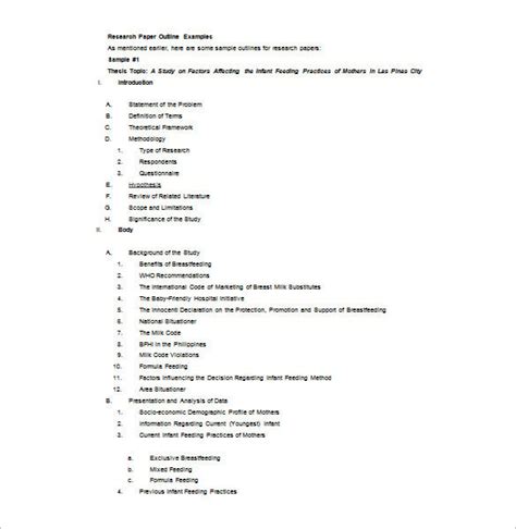 8 Research Outline Templates Pdf Doc
