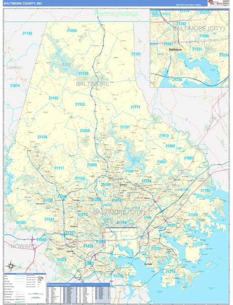 Wall Maps Of Baltimore County Maryland
