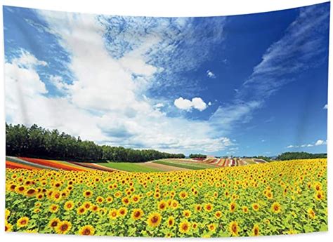 Laeacco 7x5ft Romantic Sunflower Field Polyester