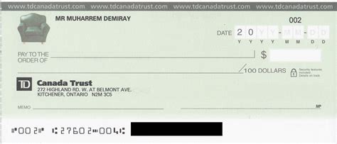 Td Canada Trust Sample Cheque