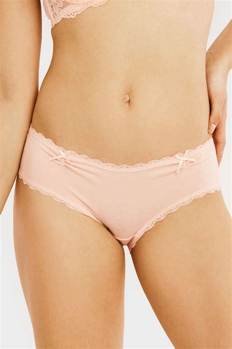 6 Pairs Sofra Womens Cotton Blend Hipster Panty With Lace Trim