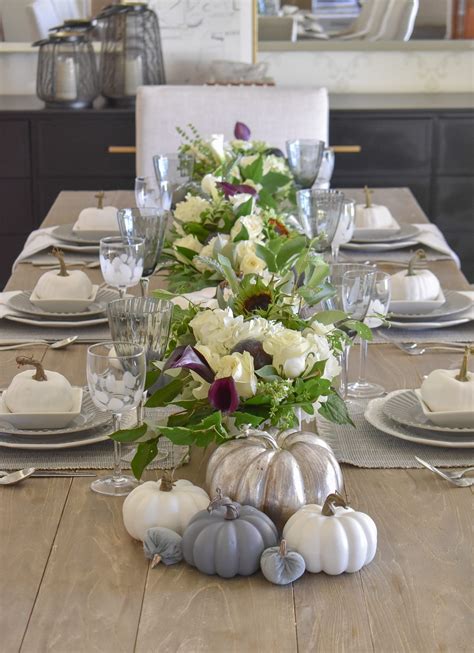 Fifty Shades Of Grey And White Fall Tablescape Fall Table