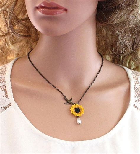 Sunflower Necklace Sunflower Jewelry Gifts Yellow Sunflower Etsy Israel