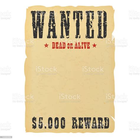 Vintage Western Reward Placard Wanted Dead Or Alive Poster Template