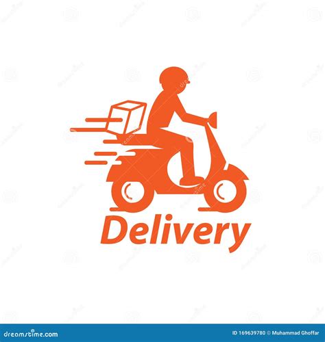 Motorbike And Delivery Man Logo Icon And Symbol Vector Template Stock