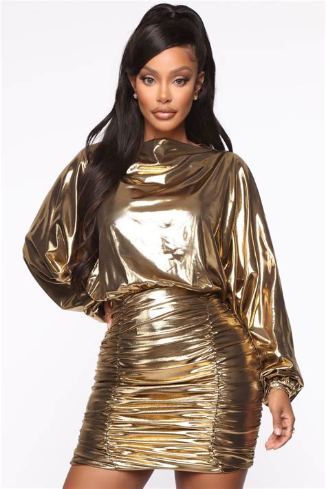 Wanting More Ruched Mini Dress Gold Dresses Fashion Nova