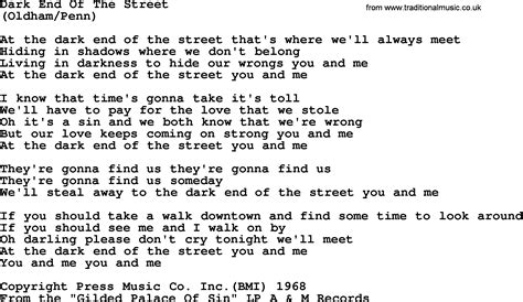 Dark End Of The Street By The Byrds Lyrics With Pdf