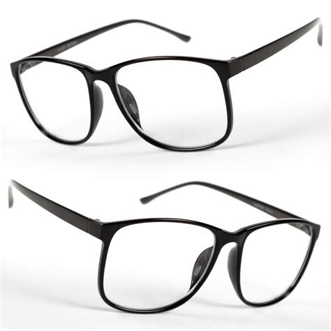 Large Oversized Vintage Glasses Clear Lens Thin Frame Nerd Glasses Retro Black Ebay Nerd