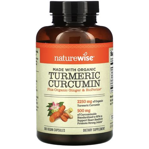 Naturewise Turmeric Curcumin Plus Bioperine Ginger Mg Organic
