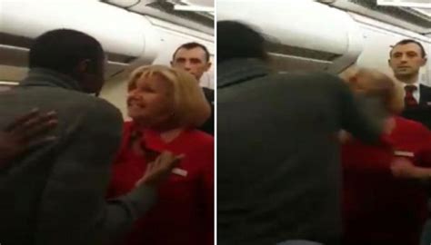 shocking video shows brussels airlines flight attendant and passenger hitting each other newshub