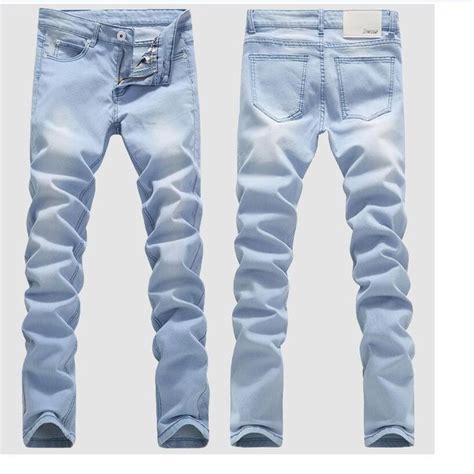 Good Quality Light Blue Skinny Jeans Men Spring Summer Slim Denim Jeans