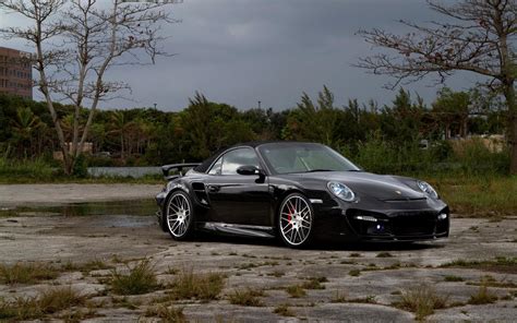 Porsche 911 Turbo Black Hd Desktop Wallpaper Widescreen High