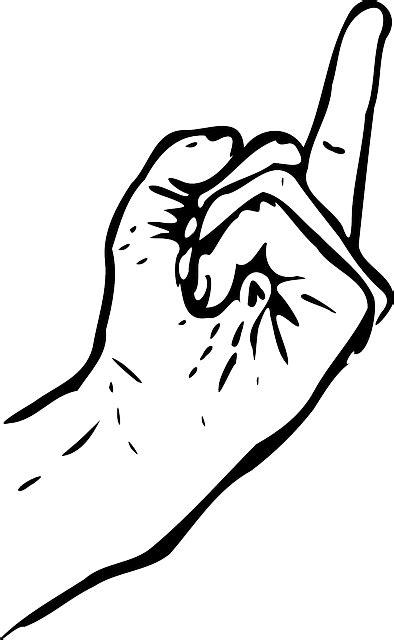 Middle Finger Hand Sign Drawing Black White Public Domain