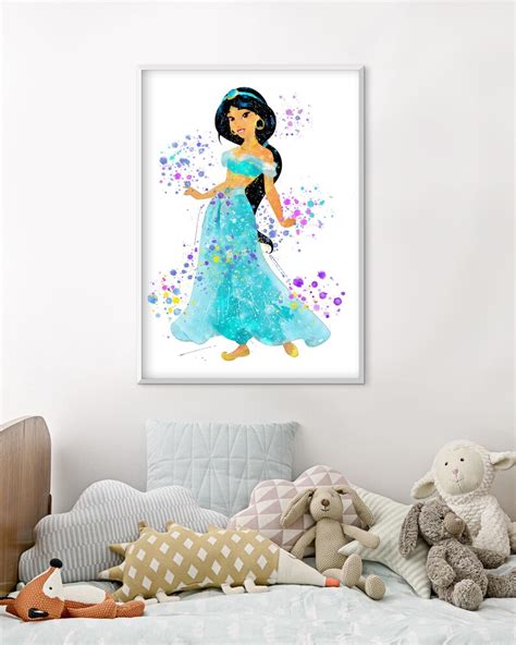 Princess Jasmine Wall Art Princess Jasmine Girl Room Decor Etsy