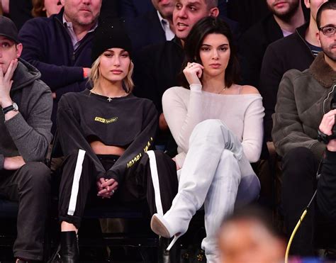 kendall jenner and hailey baldwin wore matching outfits at the los angeles clippers game teen