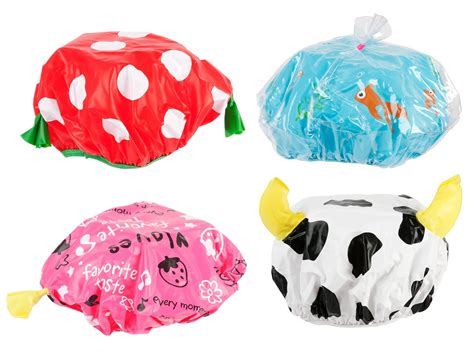 SILLY SY100687AS Funny Shower Cap 4 Designs Amazon Co Uk Kitchen Home