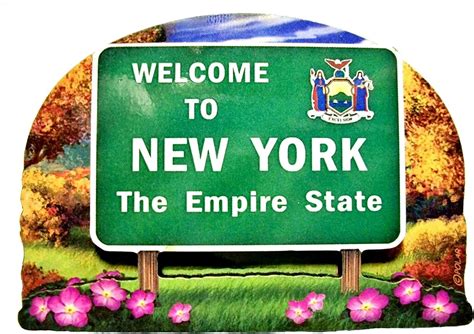 New York State Welcome Sign Artwood Fridge Magnet Home