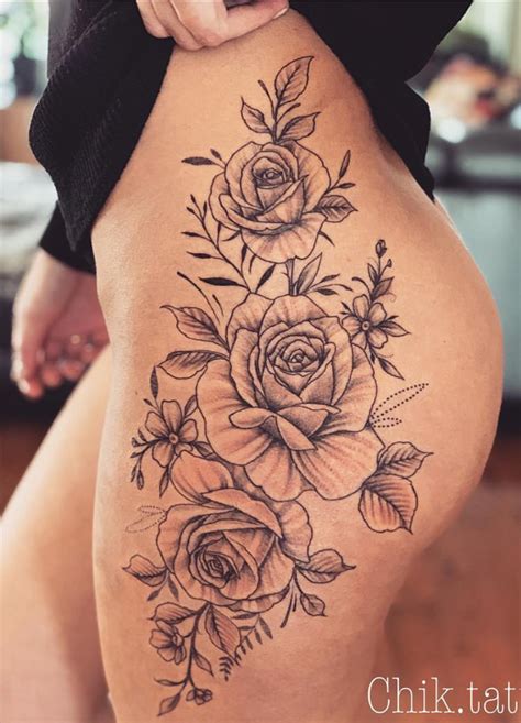 25 Inspirational Flower Hip Thigh Tattoo Design Ideas For Sexy Woman
