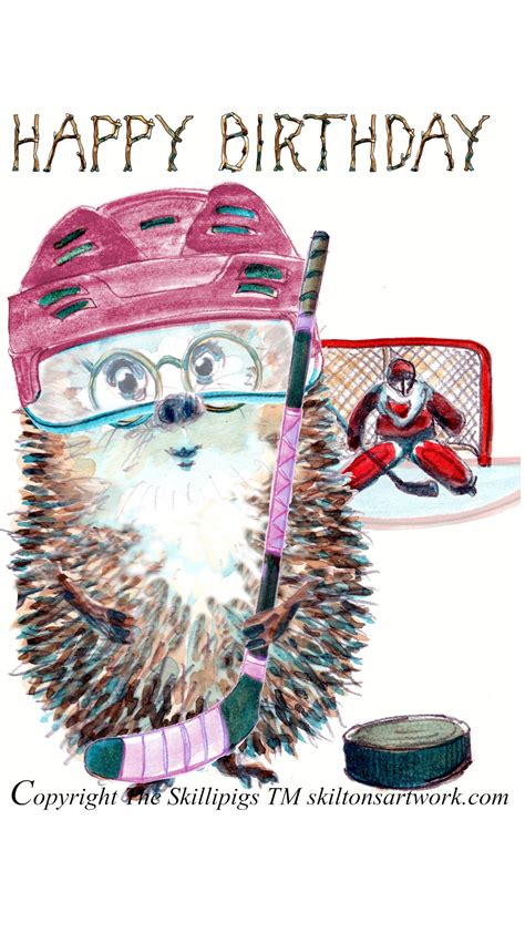Happy Birthday Ice Hockey Female Card The Skillipigs Etsy