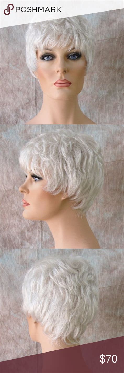 Silver Grey Short Wig Loose Curl Taper Back Style Brand Name Wig Two